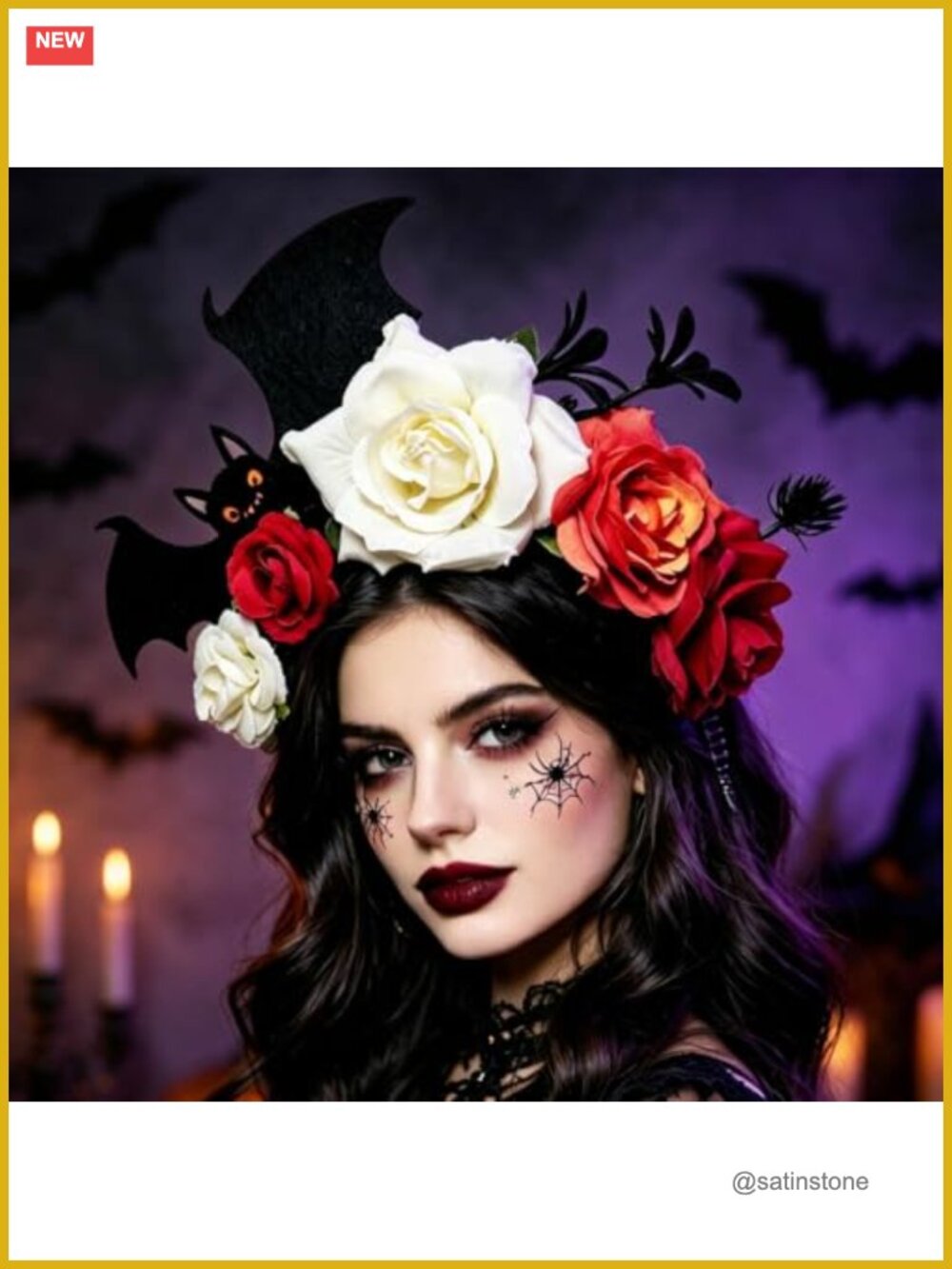 Lightweight Plastic Flower Bat Wing Headband for Halloween Costume